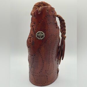 Hand Crafted Leather Laced Sleeve Pouch Holder for Glass Beverage / Beer Bottles